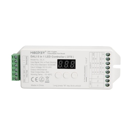 GloboStar® 71423 DL-X Mi-BOXER DC DALI & Push Dimming 5 in 1 High Speed Controller / Dimmer 5 Καναλιών DC 12-24V 5 x 6A 144W - Max 20A 480W - IP20 RGBW+WW Μ13 x Π5 x Υ2.5cm - 5 Years Warranty GloboStar® 71423 DL-X Mi-BOXER DC DALI & Push Dimming 5 in 1 High Speed Controller / Dimmer 5 Καναλιών DC 12-24V 5 x 6A 144W - Max 20A 480W - IP20 RGBW+WW Μ13 x Π5 x Υ2.5cm - 5 Years Warranty
