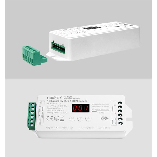 GloboStar® 71424 D1-CX Mi-BOXER DC DMX & RDM Dimmer High Speed Controller / Decoder 1 Καναλιού DC 12-24V 1 x 20A 480W - Max 20A 480W - IP20 Μ13 x Π5 x Υ2.5cm - 5 Years Warranty GloboStar® 71424 D1-CX Mi-BOXER DC DMX & RDM Dimmer High Speed Controller / Decoder 1 Καναλιού DC 12-24V 1 x 20A 480W - Max 20A 480W - IP20 Μ13 x Π5 x Υ2.5cm - 5 Years Warranty
