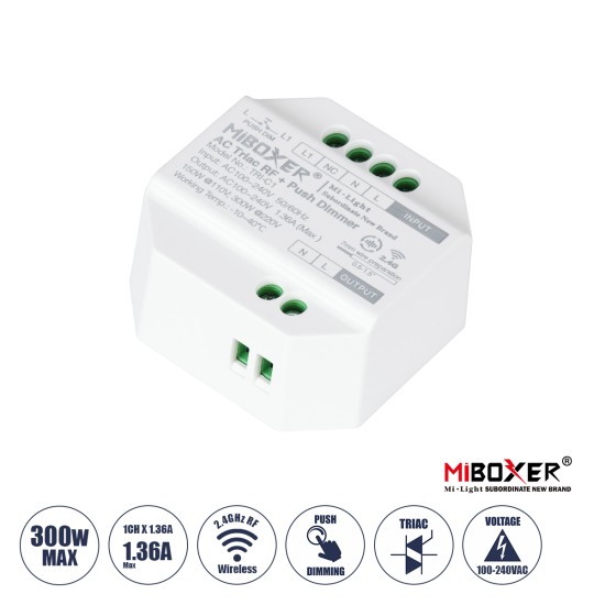 GloboStar® 71432 TRI-C1 Mi-BOXER AC Triac & RF 2.4Ghz & Push Dimmer 1 Καναλιού AC 100-240V 1 x 1.36A 300W - Max 1.36A 300W - IP20 Μ5 x Π5 x Υ2.3cm - 5 Years Warranty GloboStar® 71432 TRI-C1 Mi-BOXER AC Triac & RF 2.4Ghz & Push Dimmer 1 Καναλιού AC 100-240V 1 x 1.36A 300W - Max 1.36A 300W - IP20 Μ5 x Π5 x Υ2.3cm - 5 Years Warranty