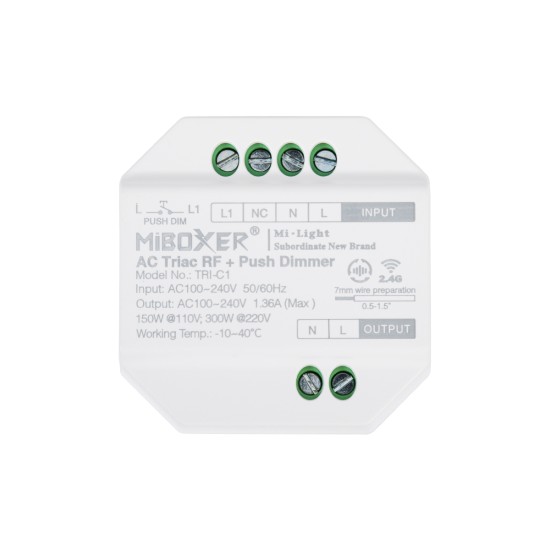 GloboStar® 71432 TRI-C1 Mi-BOXER AC Triac & RF 2.4Ghz & Push Dimmer 1 Καναλιού AC 100-240V 1 x 1.36A 300W - Max 1.36A 300W - IP20 Μ5 x Π5 x Υ2.3cm - 5 Years Warranty GloboStar® 71432 TRI-C1 Mi-BOXER AC Triac & RF 2.4Ghz & Push Dimmer 1 Καναλιού AC 100-240V 1 x 1.36A 300W - Max 1.36A 300W - IP20 Μ5 x Π5 x Υ2.3cm - 5 Years Warranty