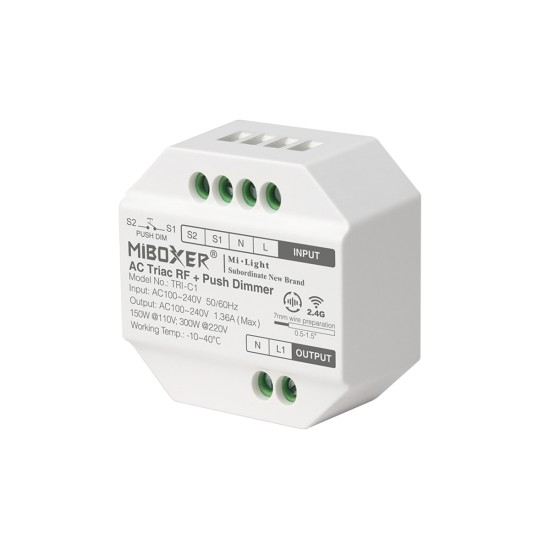 GloboStar® 71432 TRI-C1 Mi-BOXER AC Triac & RF 2.4Ghz & Push Dimmer 1 Καναλιού AC 100-240V 1 x 1.36A 300W - Max 1.36A 300W - IP20 Μ5 x Π5 x Υ2.3cm - 5 Years Warranty GloboStar® 71432 TRI-C1 Mi-BOXER AC Triac & RF 2.4Ghz & Push Dimmer 1 Καναλιού AC 100-240V 1 x 1.36A 300W - Max 1.36A 300W - IP20 Μ5 x Π5 x Υ2.3cm - 5 Years Warranty