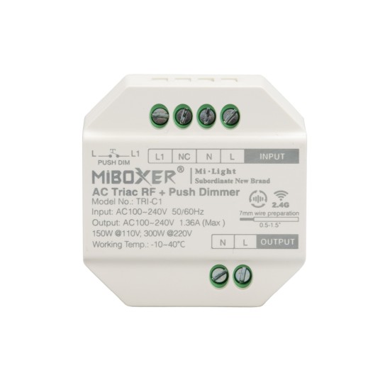 GloboStar® 71432 TRI-C1 Mi-BOXER AC Triac & RF 2.4Ghz & Push Dimmer 1 Καναλιού AC 100-240V 1 x 1.36A 300W - Max 1.36A 300W - IP20 Μ5 x Π5 x Υ2.3cm - 5 Years Warranty GloboStar® 71432 TRI-C1 Mi-BOXER AC Triac & RF 2.4Ghz & Push Dimmer 1 Καναλιού AC 100-240V 1 x 1.36A 300W - Max 1.36A 300W - IP20 Μ5 x Π5 x Υ2.3cm - 5 Years Warranty