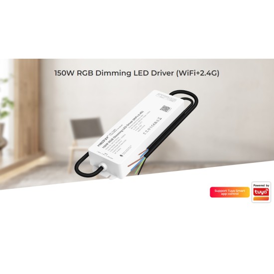 GloboStar® 71440 WP5-P150V24 Mi-BOXER DC Smart Wifi & RF 2.4Ghz & Push Dimming Power Supply Τροφοδοτικό SELV & Controller / Dimmer All in One 5 Καναλιών AC100-240V σε DC 24V 5 x 1.25A 30W - Max 6.25A 150W - Αδιάβροχο IP67 RGBW+WW Μ22.5 x Π7.3