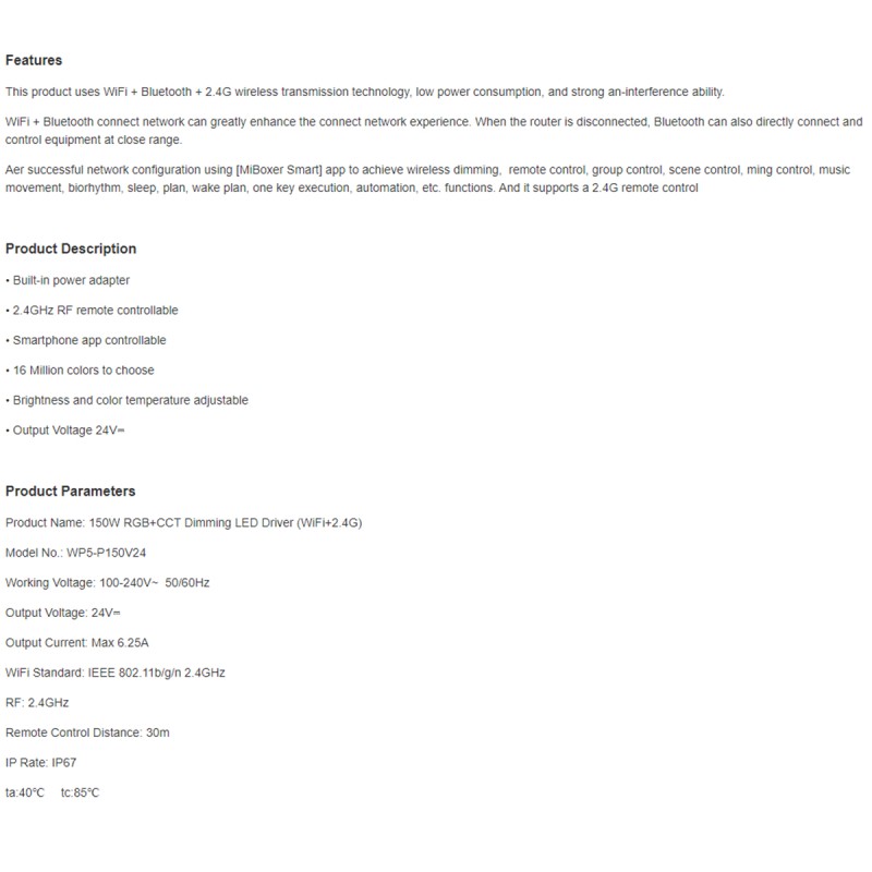 GloboStar® 71442 WP3-P150V24 Mi-BOXER DC Smart Wifi & RF 2.4Ghz Power Supply Τροφοδοτικό SELV & Controller / Dimmer All in One 3 Καναλιών AC100-240V σε DC 24V 3 x 2.1A 50W - Max 6.25A 150W - Αδιάβροχο IP67 RGB Μ22.5 x Π7.3 x Υ3.5cm - 5 Years Warra