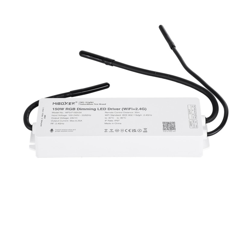 GloboStar® 71442 WP3-P150V24 Mi-BOXER DC Smart Wifi & RF 2.4Ghz Power Supply Τροφοδοτικό SELV & Controller / Dimmer All in One 3 Καναλιών AC100-240V σε DC 24V 3 x 2.1A 50W - Max 6.25A 150W - Αδιάβροχο IP67 RGB Μ22.5 x Π7.3 x Υ3.5cm - 5 Years Warra