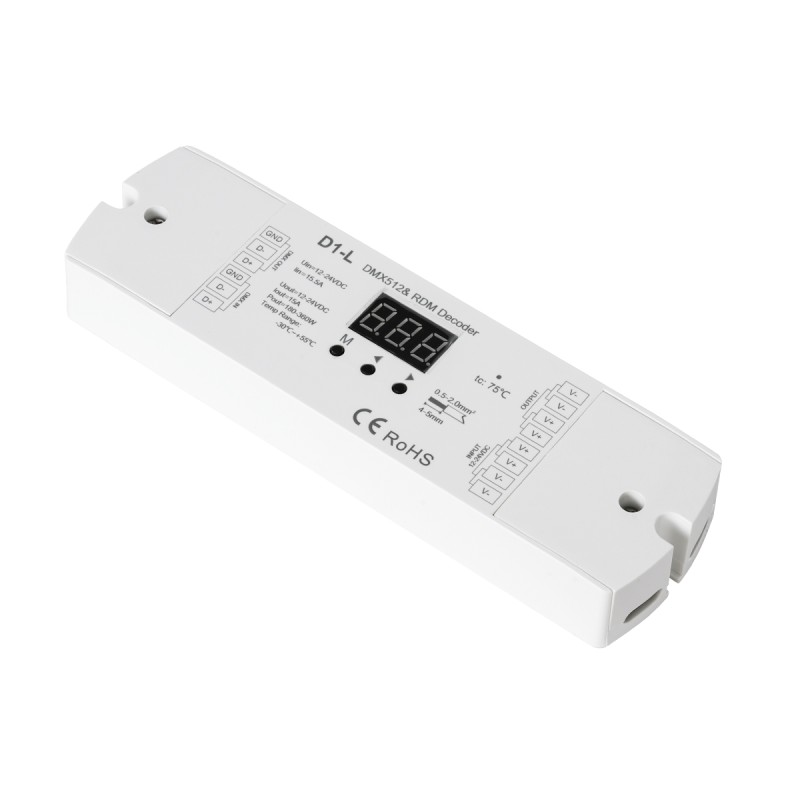 GloboStar® 71446 D1-L SKYDANCE DC DMX & RDM Dimmer High Speed Controller / Decoder 1 Καναλιού DC 12-24V 1 x 15.5A 360W - Max 15.5A 360W - IP20 Μ17 x Π5 x Υ2.5cm - 5 Years Warranty