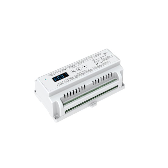 GloboStar® 71450 D24 SKYDANCE DC DMX & RDM Dimmer Din Rail Ράγας High Speed Controller / Decoder 24 Καναλιών DC 12-24V 24 x 3A 72W - Max 72.5A 1740W - IP20 Μ16 x Π9 x Υ6cm - 5 Years Warranty