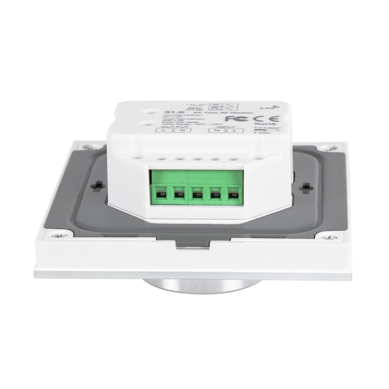 GloboStar® 71454 S1-K SKYDANCE AC Smart RF 2.4Ghz & Ροοστάτη - Push ON/OFF Triac Dimming AC100-240V σε AC100-240V 1 x 1.5A 360W - Max 1.5A 360W - IP20 - Λευκό Σώμα - Μ8.5 x Π8.5 x Υ5cm - 5 Years Warranty