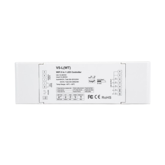 GloboStar® 71470 V5-L SKYDANCE DC WiFi & RF 2.4Ghz Dimmer High Speed Controller 5 Καναλιών DC 12-48V 5 x 6A 288W - Max 30A 1440W - IP20 Μ18 x Π5.7 x Υ2.8cm - 5 Years Warranty GloboStar® 71470 V5-L SKYDANCE DC WiFi & RF 2.4Ghz Dimmer High Speed Controller 5 Καναλιών DC 12-48V 5 x 6A 288W - Max 30A 1440W - IP20 Μ18 x Π5.7 x Υ2.8cm - 5 Years Warranty