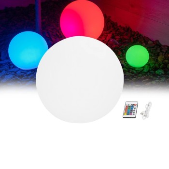 GLOBOSTAR® GARDENGLOW 71473 Μοντέρνο Φωτιστικό Κήπου Μπάλα με IR Ασύρματο Χειριστήριο LED 3W 240lm 360° DC 5V με USB-C με Επαναφορτιζόμενη Μπαταρία Li-ion 3.7V 2x18650 1400mAh Αδιάβροχο IP54 Πολύχρωμο RGBW Dimmable - Sanan SMD Chip - Γαλακτερό Λευκό - Μ15