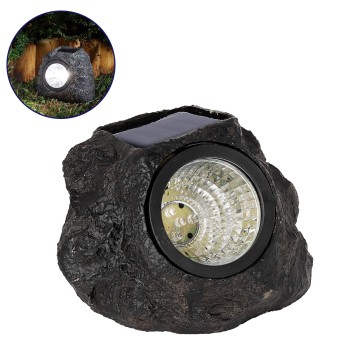GLOBOSTAR® ROCHLIGHT 71484 Διακοσμητικό Φωτιστικό Κήπου LED 1W 50lm 120° DC 5V με Φωτοβολταϊκό Panel 5V 0.1W & Επαναφορτιζόμενη Μπαταρία Li-ion 3.2V 600mAh Αδιάβροχο IP65 Ψυχρό Λευκό 6000K - Μ15 x Π12 x Υ10cm - 2 Χρόνια Εγγύηση