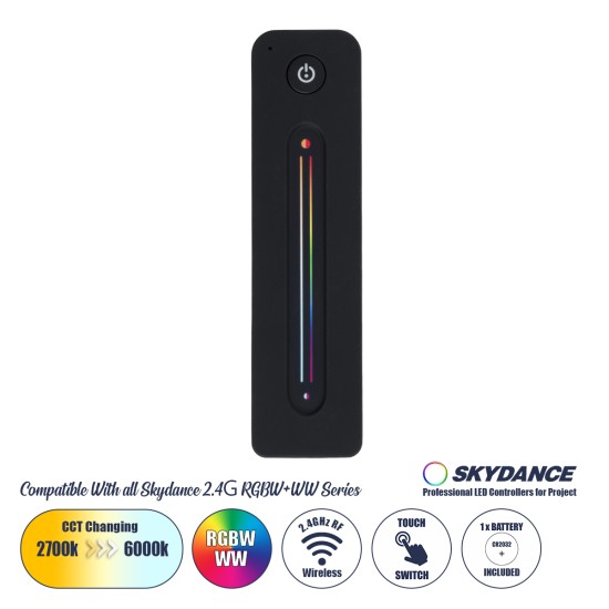 GloboStar® 71545 R10 SKYDANCE Ασύρματο Χειριστήριο Αφής RF 2.4Ghz 1 Group για όλα τα RGBW+WW+CCT SKYDANCE Controller DC 3V 1 x CR2032 - IP20 Μαύρο Μ12.2 x Π5.3 x Υ1.7cm - 5 Years Warranty GloboStar® 71545 R10 SKYDANCE Ασύρματο Χειριστήριο Αφής RF 2.4Ghz 1 Group για όλα τα RGBW+WW+CCT SKYDANCE Controller DC 3V 1 x CR2032 - IP20 Μαύρο Μ12.2 x Π5.3 x Υ1.7cm - 5 Years Warranty