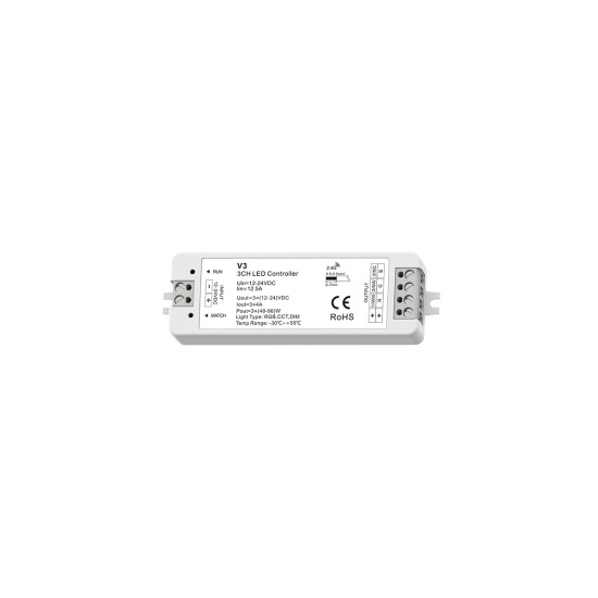 GloboStar® 71546 V3 SKYDANCE DC RF 2.4Ghz Dimmer High Speed Controller 3 Καναλιών DC 12-24V 3 x 5A 96W - Max 12A 288W - IP20 Μ10 x Π3.5 x Υ2cm - 5 Years Warranty