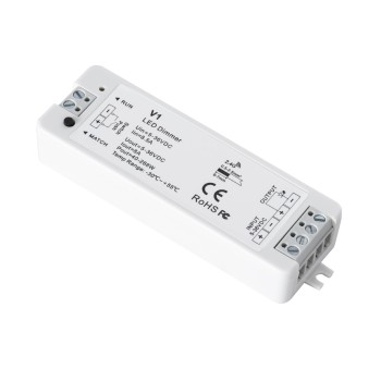 GLOBOSTAR® SKYDANCE-V1 71567 DC RF 2.4Ghz & Push Dimmer / Controller με 1 x 8A 288W Κανάλι DC 5-36V 8A 288W Max IP20 - RF 2.4Ghz & Push Dimming - Μ10 x Π3.5 x Υ2cm - 5 Χρόνια Εγγύηση