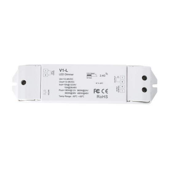 GloboStar® 71568 V1-L SKYDANCE DC RF 2.4Ghz Dimmer High Speed Controller & Push Dimming 1 Κανάλι DC 12-48V 1 x 15A 480W - Max 15A 480W - IP20 Μ17.5 x Π4.5 x Υ2.5cm - 5 Years Warranty GloboStar® 71568 V1-L SKYDANCE DC RF 2.4Ghz Dimmer High Speed Controller & Push Dimming 1 Κανάλι DC 12-48V 1 x 15A 480W - Max 15A 480W - IP20 Μ17.5 x Π4.5 x Υ2.5cm - 5 Years Warranty