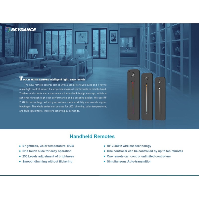 GLOBOSTAR® SKYDANCE-R11 71572 RF Ασύρματο Χειριστήριο Αφής 1 Group για όλα τα Μονόχρωμα SKYDANCE Controller - DC 3V 1 x CR2032 IP20 - RF2.4Ghz - Μ14 x Π3.5 x Υ1.1cm - 5 Χρόνια Εγγύηση