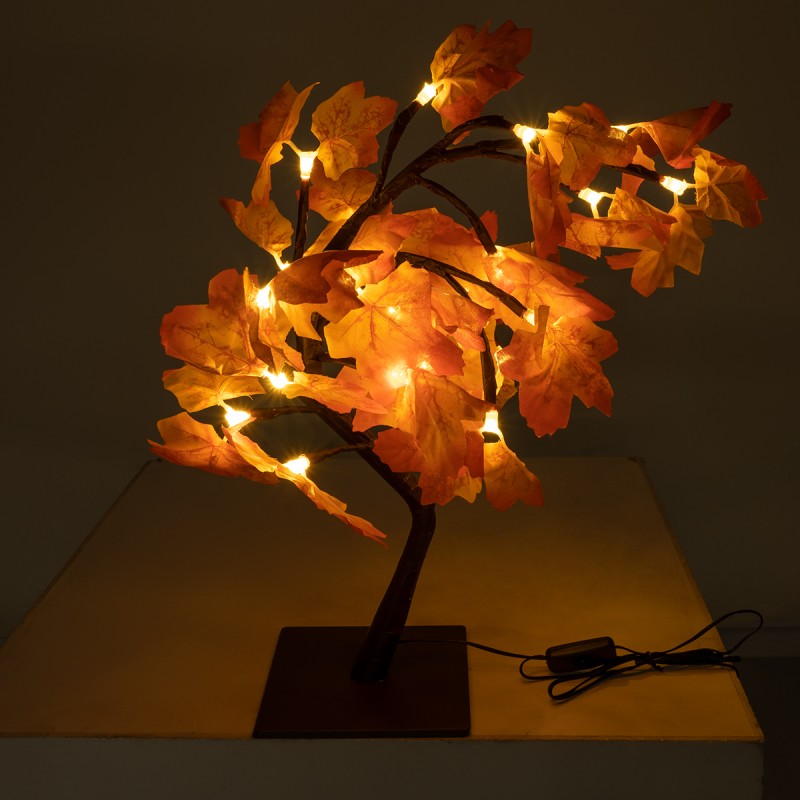 GLOBOSTAR® TREEDECO 71586 Μοντέρνο Επιτραπέζιο Φωτιστικό Πορτατίφ LED 2W 100lm 200° DC 5V με USB 2.0 IP20 Θερμό Λευκό 2700K - Πορτοκαλί & Καφέ - Μ30 x Π30 x Υ41cm - 2 Χρόνια Εγγύηση