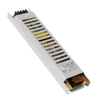 GLOBOSTAR® LUMISLIM 73015 Τροφοδοτικό/Μετασχηματιστής PELV 120W 5A DC 24V IP20 - AC 220-240V σε DC 24V - Μ22.5 x Π5.4 x Υ2.1cm - 3 Χρόνια Εγγύηση