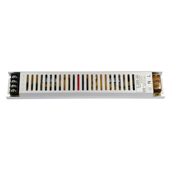 GloboStar® 73017 Μεταλλικό Τροφοδοτικό PELV Ultra Slim για Προϊόντα LED 200W 8.3A - AC 220-240V σε DC 24V - IP20 Μ31 x Π5.4 x Υ2.3cm - 3 Years Warranty