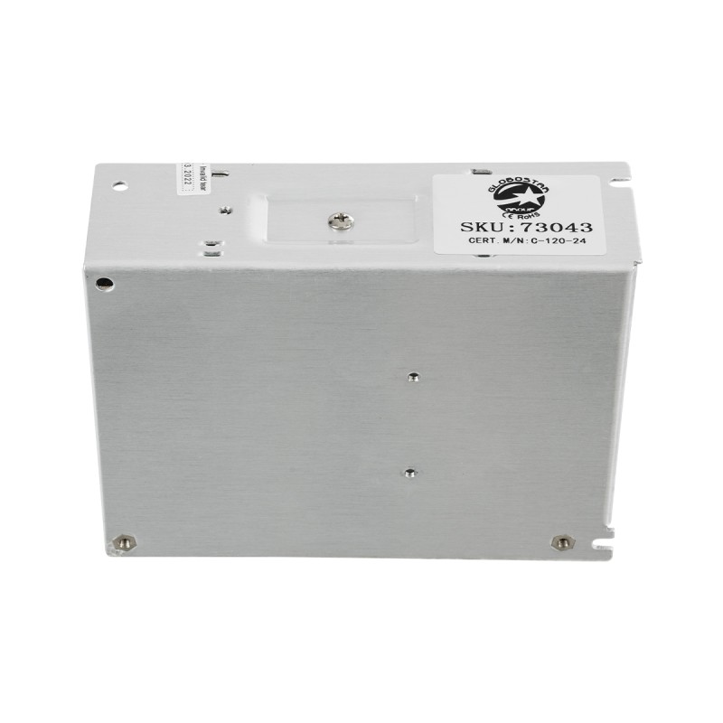 GloboStar® 73043 Μεταλλικό Τροφοδοτικό PELV για Προϊόντα LED 120W 5A - AC 220-240V σε DC 24V - IP20 L13 x W10 x H4cm - 3 Years Warranty