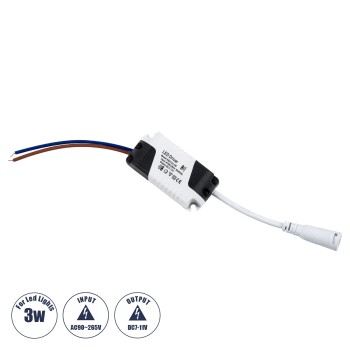 GLOBOSTAR® CCVOLT 73075 Τροφοδοτικό/Μετασχηματιστής SELV 3W 0.27A DC 7-11V - από AC 220-240V σε DC 7-11V IP20 - Μ6 x Π3 x Υ2cm - 3 Χρόνια Εγγύηση