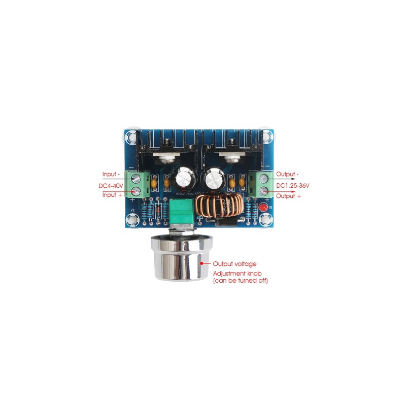 GloboStar® 73114 Ρυθμιστής Τάσης - Voltage Regulator DC Converter Module - Input DC4-40V / Output DC1.25-36V Max Load 8A Μ6 x Π4.5 x Υ2.5cm