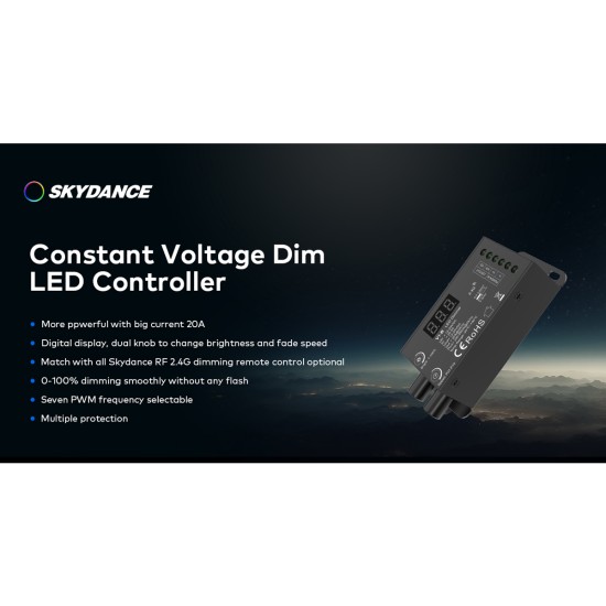 GloboStar® 73116 V1-B SKYDANCE DC RF 2.4Ghz Dimmer Constant Voltage Controller 1 Κανάλι DC 12-24V 1 x 20.5A 480W - Max 20.5A 480W - IP20 Μ9 x Π4 x Υ2.8cm - 5 Χρόνια Εγγύηση GloboStar® 73116 V1-B SKYDANCE DC RF 2.4Ghz Dimmer Constant Voltage Controller 1 Κανάλι DC 12-24V 1 x 20.5A 480W - Max 20.5A 480W - IP20 Μ9 x Π4 x Υ2.8cm - 5 Χρόνια Εγγύηση