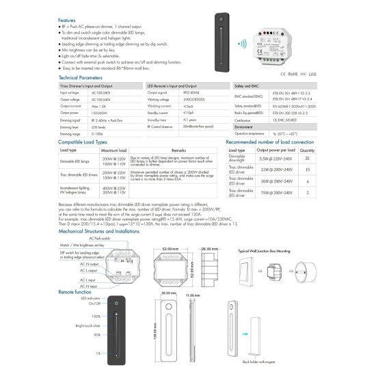 GloboStar® 73124 S1-B+R11 SKYDANCE ΣΕΤ Dimmer & Ασύρματο Χειριστήριο Αφής 1 Group RF 2.4Ghz 1.5A Max AC100-240V (360W) - DC 3V IP20 - 5 Χρόνια Εγγύηση GloboStar® 73124 S1-B+R11 SKYDANCE ΣΕΤ Dimmer & Ασύρματο Χειριστήριο Αφής 1 Group RF 2.4Ghz 1.5A Max AC100-240V (360W) - DC 3V IP20 - 5 Χρόνια Εγγύηση