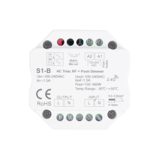 GloboStar® 73124 S1-B+R11 SKYDANCE ΣΕΤ Dimmer & Ασύρματο Χειριστήριο Αφής 1 Group RF 2.4Ghz 1.5A Max AC100-240V (360W) - DC 3V IP20 - 5 Χρόνια Εγγύηση GloboStar® 73124 S1-B+R11 SKYDANCE ΣΕΤ Dimmer & Ασύρματο Χειριστήριο Αφής 1 Group RF 2.4Ghz 1.5A Max AC100-240V (360W) - DC 3V IP20 - 5 Χρόνια Εγγύηση