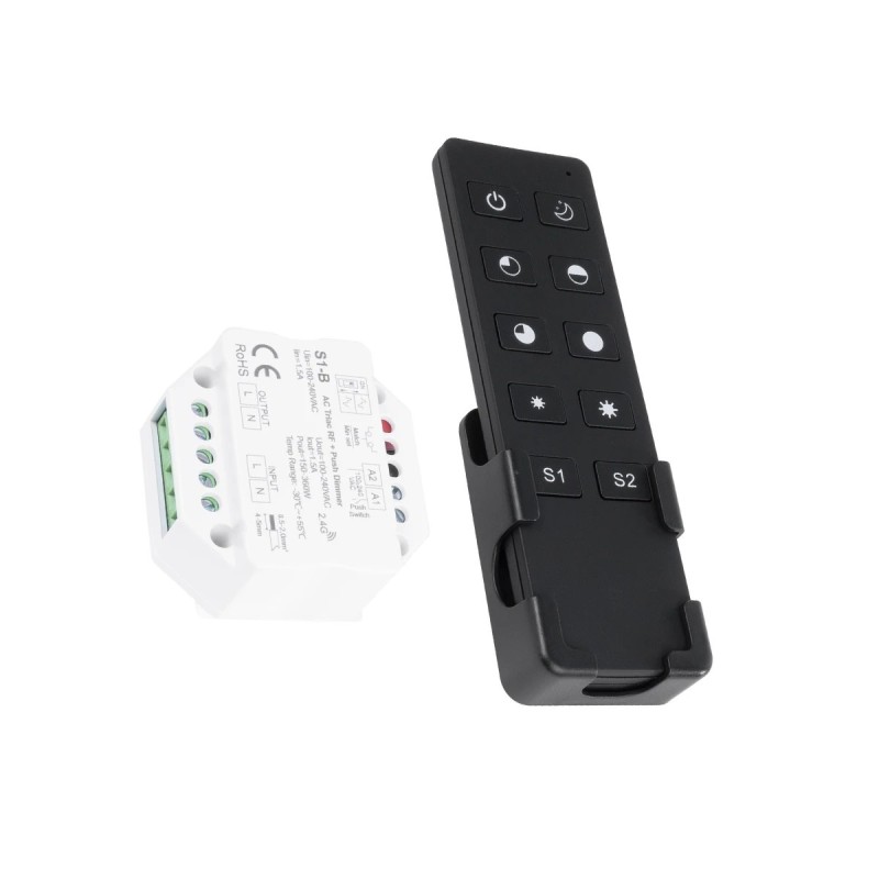 GloboStar® 73125 S1-B+R1 SKYDANCE ΣΕΤ Dimmer & Ασύρματο Χειριστήριο Αφής 1 Group RF 2.4Ghz 1.5A Max AC100-240V (360W) - DC 3V IP20 - 5 Χρόνια Εγγύηση