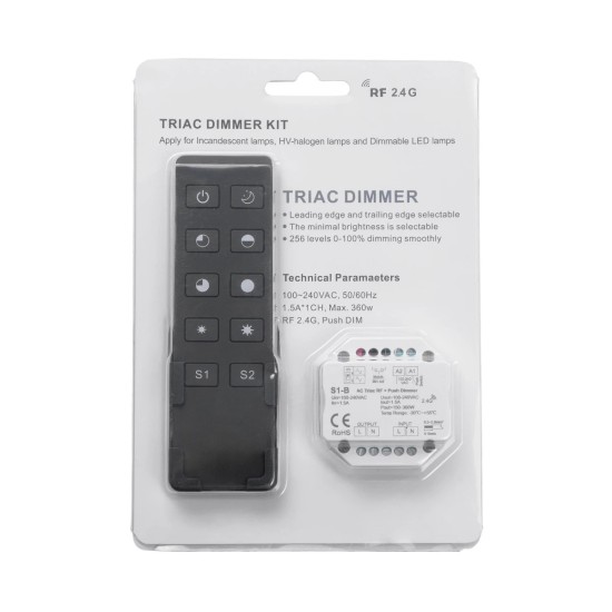 GloboStar® 73125 S1-B+R1 SKYDANCE ΣΕΤ Dimmer & Ασύρματο Χειριστήριο Αφής 1 Group RF 2.4Ghz 1.5A Max AC100-240V (360W) - DC 3V IP20 - 5 Χρόνια Εγγύηση GloboStar® 73125 S1-B+R1 SKYDANCE ΣΕΤ Dimmer & Ασύρματο Χειριστήριο Αφής 1 Group RF 2.4Ghz 1.5A Max AC100-240V (360W) - DC 3V IP20 - 5 Χρόνια Εγγύηση