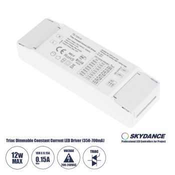 GloboStar® 73131 TE-12A-H SKYDANCE AC Triac Dimmable Constant Current LED Driver 1 Κανάλι AC 200-240V 1 x 0.15A 12W - Max 0.15A 12W - IP20 Μ11.1 x Π3.7 x Υ2cm - 5 Χρόνια Εγγύηση
