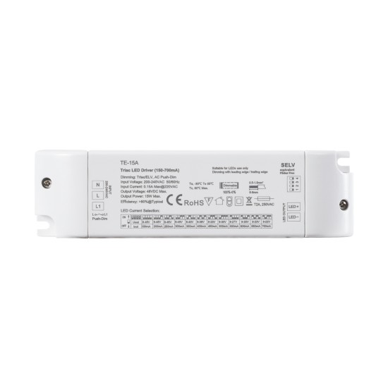 GloboStar® 73133 TE-15A SKYDANCE AC Triac Dimmable Constant Current LED Driver Push Dimming 1 Κανάλι AC 200-240V 1 x 0.15A 15W - Max 0.15A 15W - IP20 Μ15.1 x Π4.1 x Υ3cm - 5 Χρόνια Εγγύηση GloboStar® 73133 TE-15A SKYDANCE AC Triac Dimmable Constant Current LED Driver Push Dimming 1 Κανάλι AC 200-240V 1 x 0.15A 15W - Max 0.15A 15W - IP20 Μ15.1 x Π4.1 x Υ3cm - 5 Χρόνια Εγγύηση