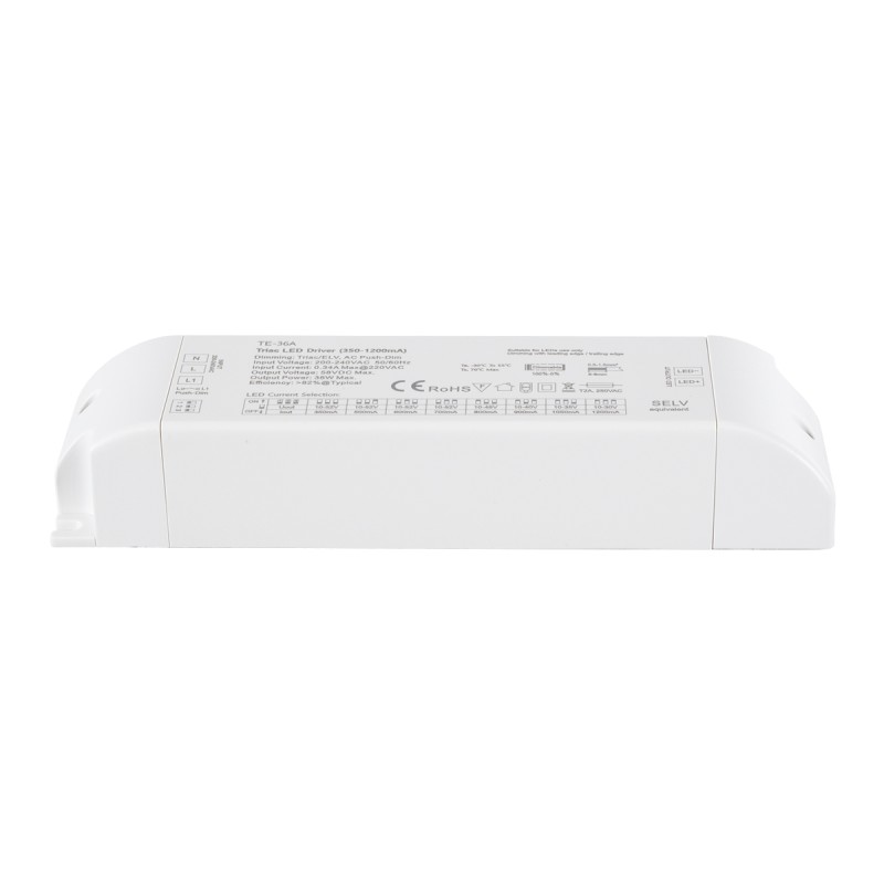 GloboStar® 73135 TE-36A SKYDANCE AC Triac Dimmable Constant Current LED Driver Push Dimming 1 Κανάλι AC 200-240V 1 x 0.34A 36W - Max 0.34A 36W - IP20 Μ17.5 x Π4.4 x Υ3cm - 5 Χρόνια Εγγύηση