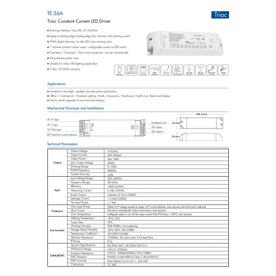 GloboStar® 73135 TE-36A SKYDANCE AC Triac Dimmable Constant Current LED Driver Push Dimming 1 Κανάλι AC 200-240V 1 x 0.34A 36W - Max 0.34A 36W - IP20 Μ17.5 x Π4.4 x Υ3cm - 5 Χρόνια Εγγύηση GloboStar® 73135 TE-36A SKYDANCE AC Triac Dimmable Constant Current LED Driver Push Dimming 1 Κανάλι AC 200-240V 1 x 0.34A 36W - Max 0.34A 36W - IP20 Μ17.5 x Π4.4 x Υ3cm - 5 Χρόνια Εγγύηση