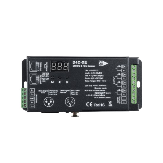 GloboStar® 73147 D4C-XE SKYDANCE DC DMX512 Constant Current & RDM Decoder 4 Καναλιών DC 12-48V 4 x 1.75A 315W - Max 7A 315W - IP20 Π16.5 x Π7 x Υ3.7cm - 5 Χρόνια Εγγύηση GloboStar® 73147 D4C-XE SKYDANCE DC DMX512 Constant Current & RDM Decoder 4 Καναλιών DC 12-48V 4 x 1.75A 315W - Max 7A 315W - IP20 Π16.5 x Π7 x Υ3.7cm - 5 Χρόνια Εγγύηση