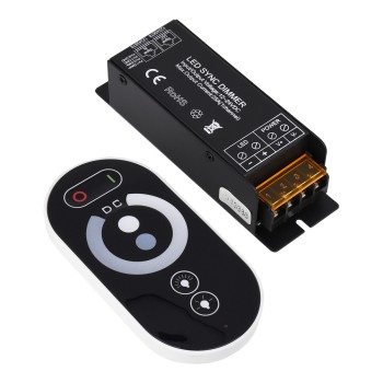GLOBOSTAR® DIMMERIO 73312 Σετ Dimmer με RF Ασύρματο Χειριστήριο με 1 x 25A 600W Κανάλι DC 12-24V 25A 600W Max IP20 - RF2.4Ghz SYNC - Μ12.8 x Π4.1 x Υ3.4cm - 2 Χρόνια Εγγύηση