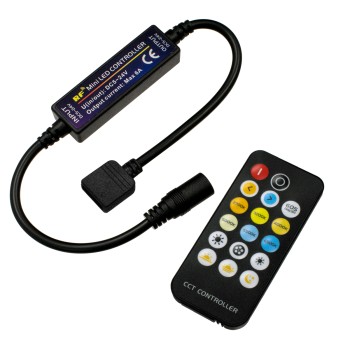 GLOBOSTAR® CCTCONTROLLER 73356 Σετ Dimmer / Controller με RF Ασύρματο Χειριστήριο με 2 x 3A 72W Κανάλια DC 12-24V 6A 144W Max IP20 - RF2.4Ghz - Μ8.3 x Π8.3 x Υ3.2cm - 2 Χρόνια Εγγύηση