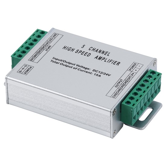 GloboStar® 73395 High Speed LED Amplifier 5 Channels - Ενισχυτής Σήματος Υψηλών Ταχυτήτων LED 5 Καναλιών DC 12-24V RGBW+WW Max 360W Μ10.5 x Π6.3 x Υ2.3cm GloboStar® 73395 High Speed LED Amplifier 5 Channels - Ενισχυτής Σήματος Υψηλών Ταχυτήτων LED 5 Καναλιών DC 12-24V RGBW+WW Max 360W Μ10.5 x Π6.3 x Υ2.3cm