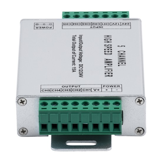 GloboStar® 73395 High Speed LED Amplifier 5 Channels - Ενισχυτής Σήματος Υψηλών Ταχυτήτων LED 5 Καναλιών DC 12-24V RGBW+WW Max 360W Μ10.5 x Π6.3 x Υ2.3cm GloboStar® 73395 High Speed LED Amplifier 5 Channels - Ενισχυτής Σήματος Υψηλών Ταχυτήτων LED 5 Καναλιών DC 12-24V RGBW+WW Max 360W Μ10.5 x Π6.3 x Υ2.3cm