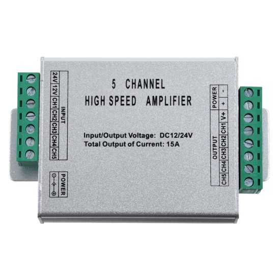 GloboStar® 73395 High Speed LED Amplifier 5 Channels - Ενισχυτής Σήματος Υψηλών Ταχυτήτων LED 5 Καναλιών DC 12-24V RGBW+WW Max 360W Μ10.5 x Π6.3 x Υ2.3cm GloboStar® 73395 High Speed LED Amplifier 5 Channels - Ενισχυτής Σήματος Υψηλών Ταχυτήτων LED 5 Καναλιών DC 12-24V RGBW+WW Max 360W Μ10.5 x Π6.3 x Υ2.3cm