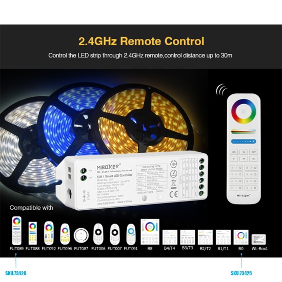 GloboStar® 73422 LS2 Mi-BOXER DC RF 2.4Ghz 5 in 1 Dimmer High Speed Controller / Dimmer 5 Καναλιών DC 12-24V 5 x 3A 72W - Max 15A 360W - IP20 RGBW+WW Μ13 x Π5 x Υ2.5cm - 5 Years Warranty GloboStar® 73422 LS2 Mi-BOXER DC RF 2.4Ghz 5 in 1 Dimmer High Speed Controller / Dimmer 5 Καναλιών DC 12-24V 5 x 3A 72W - Max 15A 360W - IP20 RGBW+WW Μ13 x Π5 x Υ2.5cm - 5 Years Warranty