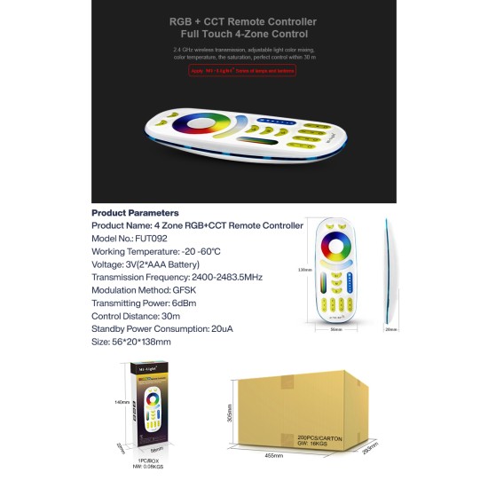 GloboStar® 73434 FUT092 Mi-Light Ασύρματο Χειριστήριο Αφής RF 2.4Ghz 4 Group για όλα τα RGBW+WW Mi-BOXER Controller DC 3V 2 x AAA - IP20 Λευκό - Μ13.7 x Π5.5 x Υ2cm - 5 Years Warranty GloboStar® 73434 FUT092 Mi-Light Ασύρματο Χειριστήριο Αφής RF 2.4Ghz 4 Group για όλα τα RGBW+WW Mi-BOXER Controller DC 3V 2 x AAA - IP20 Λευκό - Μ13.7 x Π5.5 x Υ2cm - 5 Years Warranty