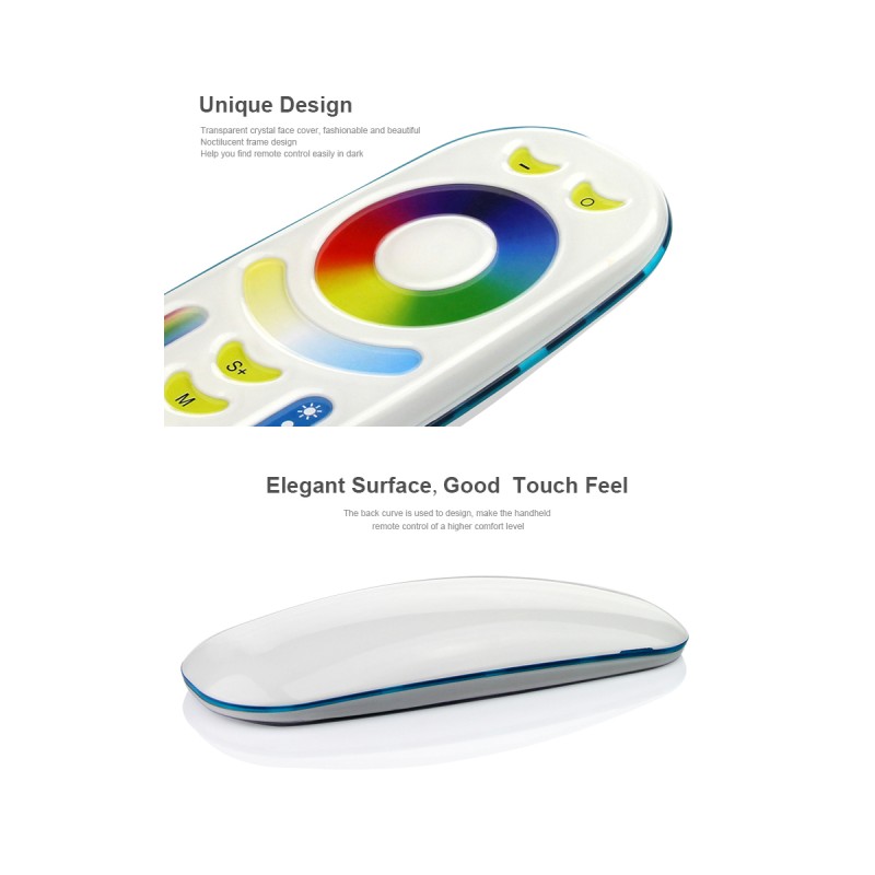 GloboStar® 73434 FUT092 Mi-Light Ασύρματο Χειριστήριο Αφής RF 2.4Ghz 4 Group για όλα τα RGBW+WW Mi-BOXER Controller DC 3V 2 x AAA - IP20 Λευκό - Μ13.7 x Π5.5 x Υ2cm - 5 Years Warranty