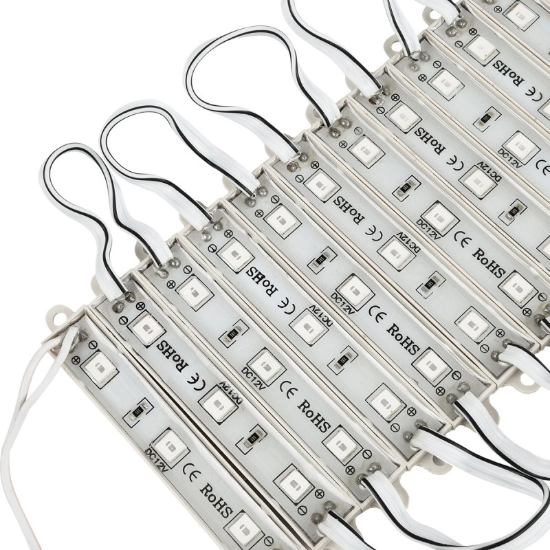 GLOBOSTAR® MODULARI 73703 Module LED 0.8W 64lm 120° DC 12V Αδιάβροχο IP65 3 x SMD5050 Chip Κόκκινο Dimmable - Μ7.7 x Π1.5 x Υ0.5cm - Πακέτο 20 Τεμαχίων - 3 Χρόνια Εγγύηση