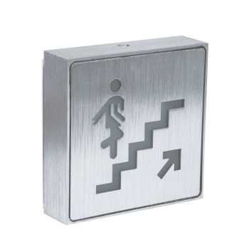 GLOBOSTAR® SENSATI 75659 Διακοσμητικό Φωτιστικό Τοίχου Ένδειξης / Σήμανσης "STAIRS UP ARROW" LED 1W 40lm 90° AC 220-240V IP20 Πράσινο - Νίκελ Βούρτσας - Μ11 x Π11 x Υ3cm - 2 Χρόνια Εγγύηση