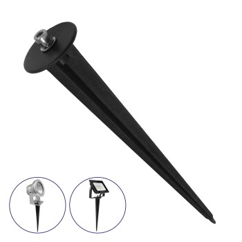 GLOBOSTAR® GARDENBASE 75593 Καρφωτή Βάση για Φωτιστικά & Προβολάκια Κήπου - Μαύρο - Μ2.4 x Π2.4 x Υ16cm