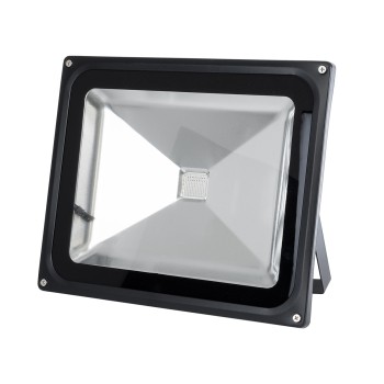 GLOBOSTAR® RGBFLOOD 75602 Προβολέας με IR Ασύρματο Χειριστήριο LED 50W 3250lm 120° AC 220-240V Αδιάβροχο IP66 Πολύχρωμο RGB Dimmable - Μαύρο Ματ - Μ28.5 x Π23.5 x Υ10cm - 2 Χρόνια Εγγύηση