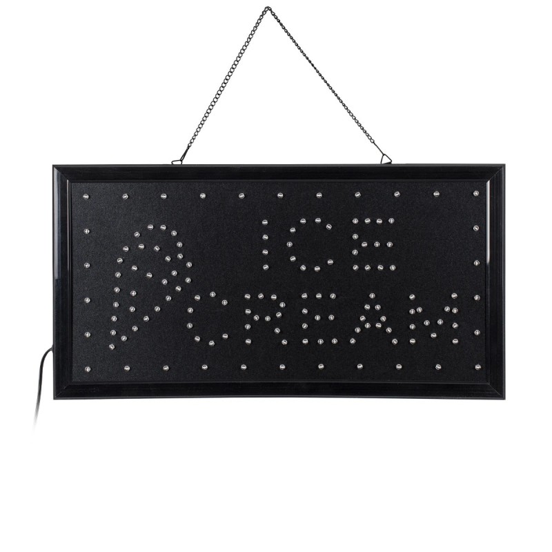 GloboStar® 75691 Φωτιστικό Ταμπέλα LED Ορθογώνια Σήμανσης ICE CREAM με Πρίζα AC 230V Μ48 x Π25 x Υ2cm