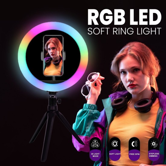GloboStar® 75800 Professional Digital Ring Light Φ20cm LED SMD 20W 2000lm 180° DC 5V με Καλώδιο Τροφοδοσίας USB - Ενσωματωμένο Χειριστήριο Εναλλαγής Χρωμάτων & 1 Βάση Τηλεφώνου - Πολύχρωμο RGBW+WW Dimmable GloboStar® 75800 Professional Digital Ring Light Φ20cm LED SMD 20W 2000lm 180° DC 5V με Καλώδιο Τροφοδοσίας USB - Ενσωματωμένο Χειριστήριο Εναλλαγής Χρωμάτων & 1 Βάση Τηλεφώνου - Πολύχρωμο RGBW+WW Dimmable